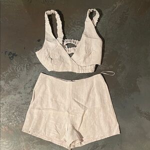 Cream shorts and top set open back